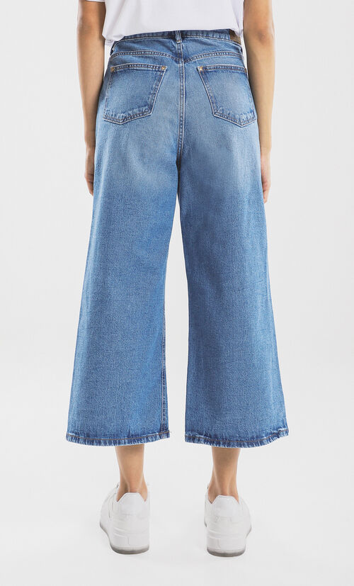 Jeans Culotte Azul Acero Lavado
